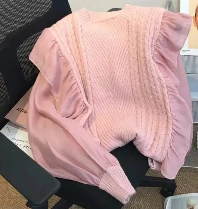 Patchwork Sweet Preppy Style Soft Sweaters