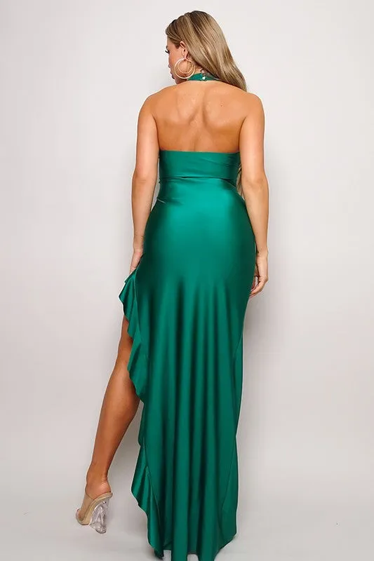 RIO - HALTER RUFFLE CASINO DRESS