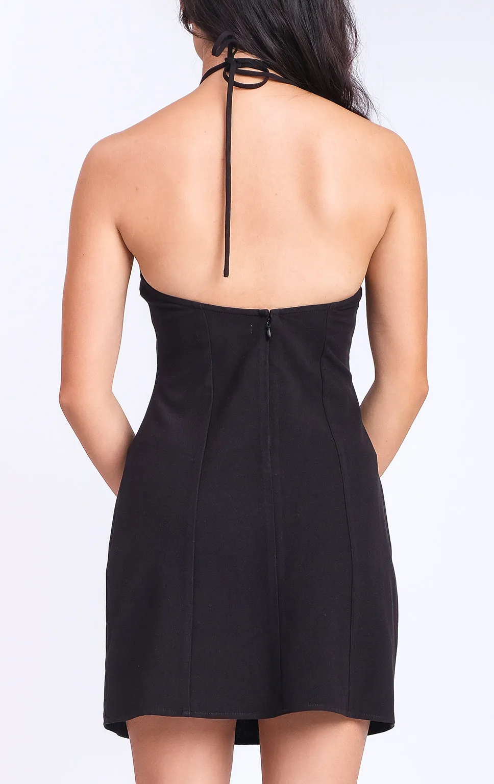 SHORT HALTER DRESS WITH BOW