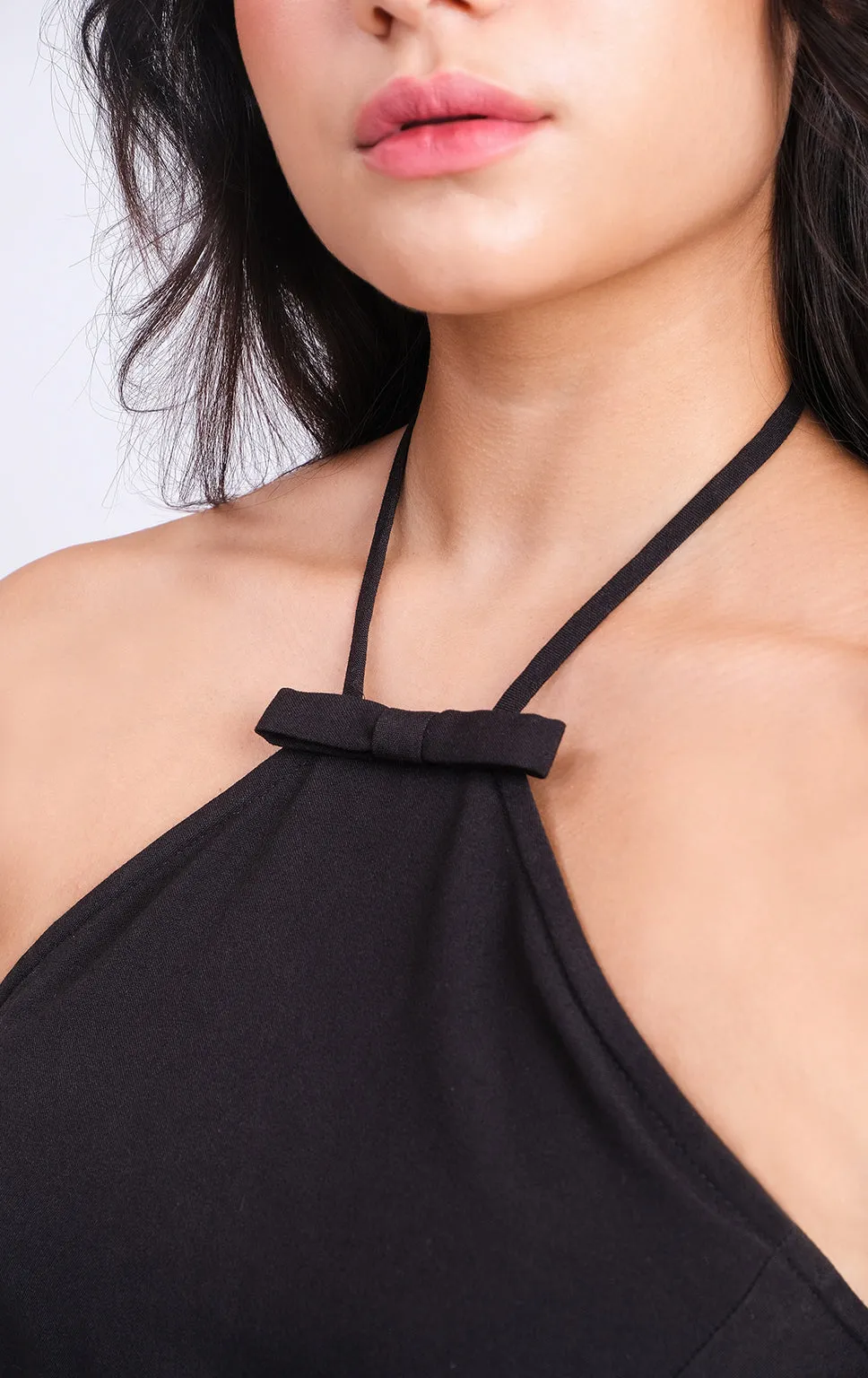 SHORT HALTER DRESS WITH BOW