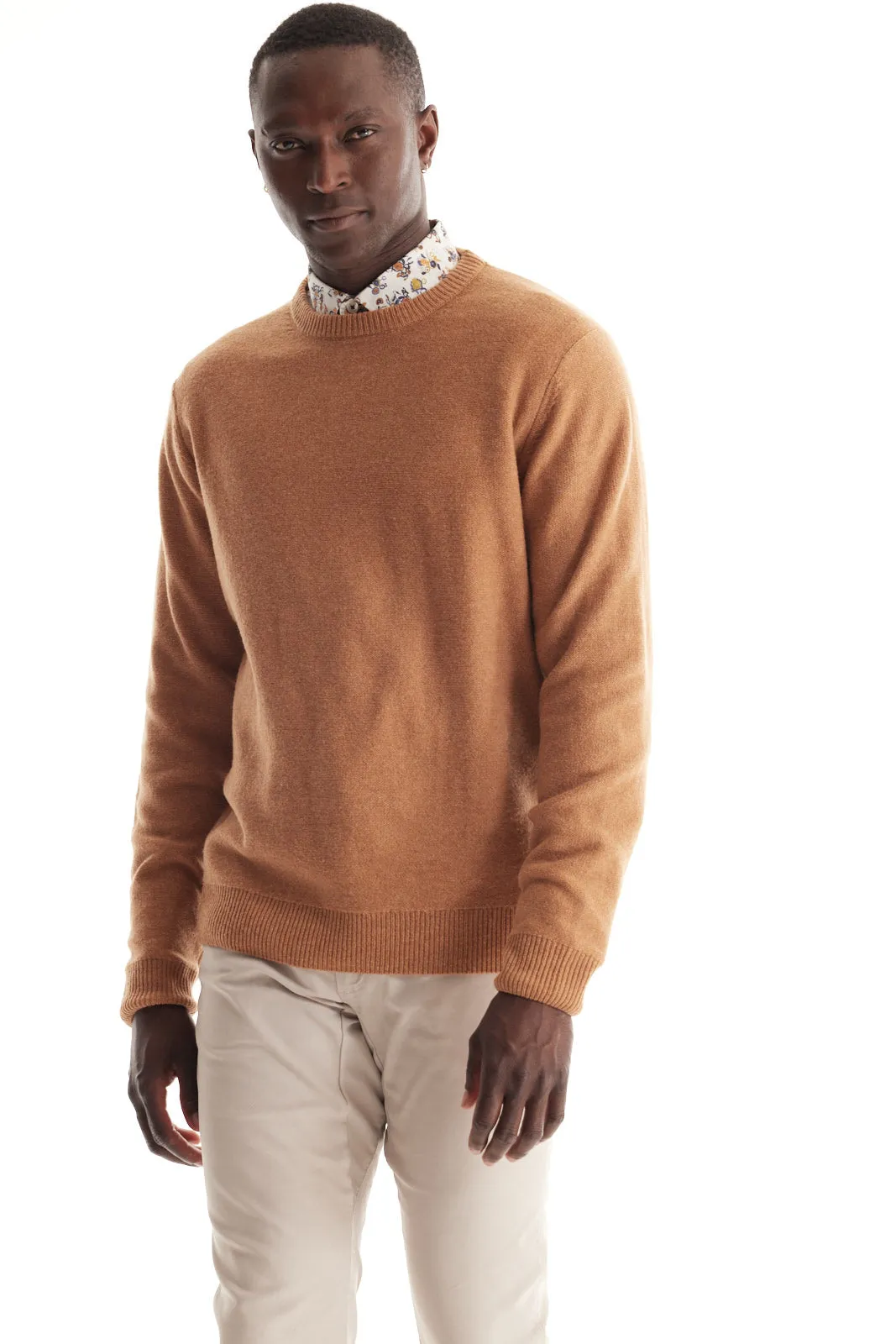 Soft Cloth Crewneck Sweater in Merino Jersey - Acorn