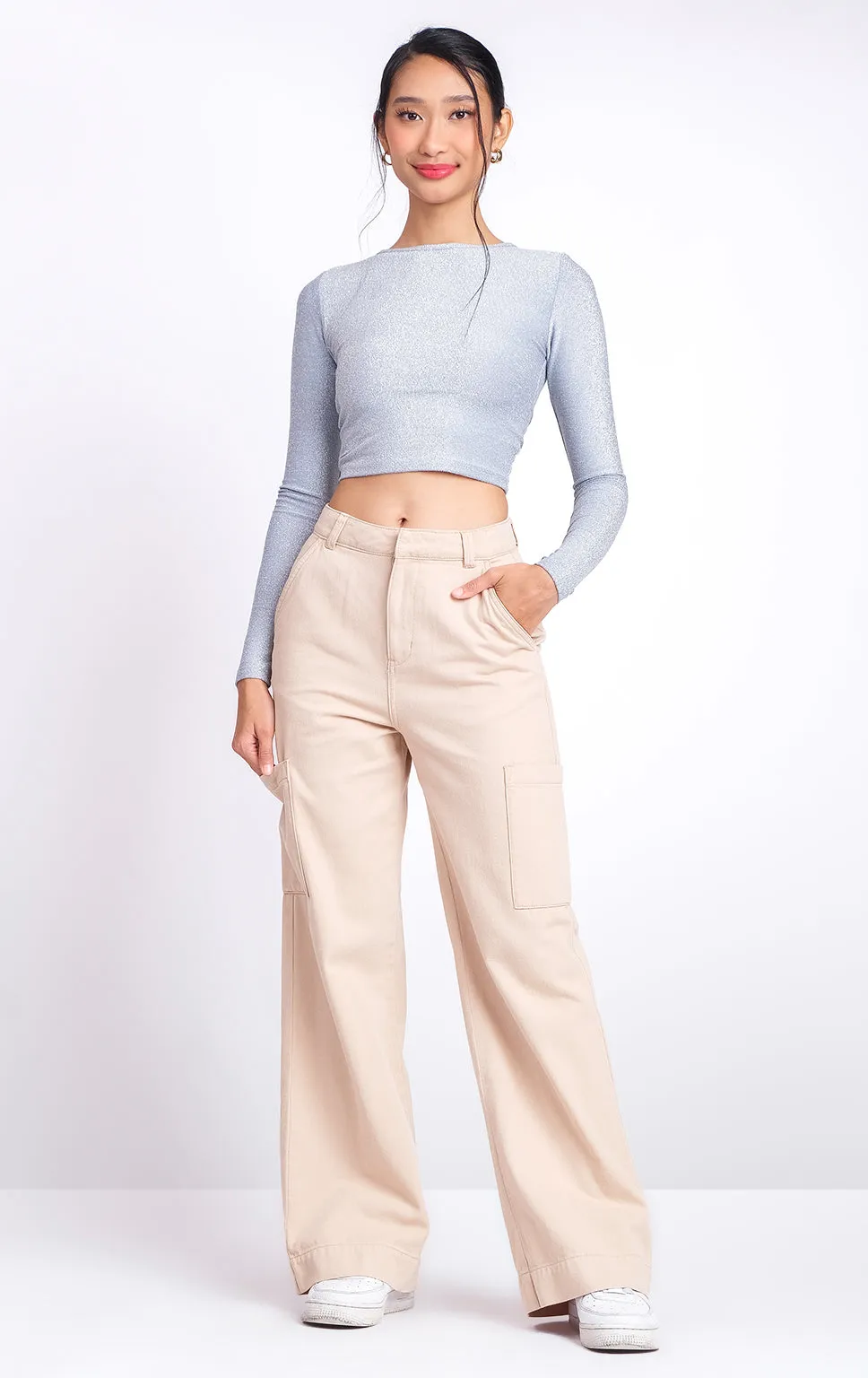 SPARKLY L/S TOP WITH BACK CUT-OUT