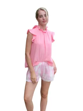 STARKx Cotton Gauze Princess Ruffle Sleeveless Blouse - Geranium