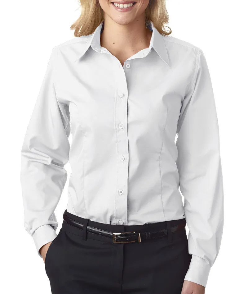 ultraclub ladies' easy-care broadcloth - white (xl)