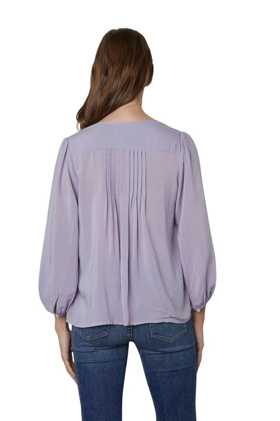 Velvet Eliza Rayon Challis Long Sleeve Blouse - Lilac