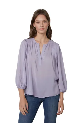 Velvet Eliza Rayon Challis Long Sleeve Blouse - Lilac