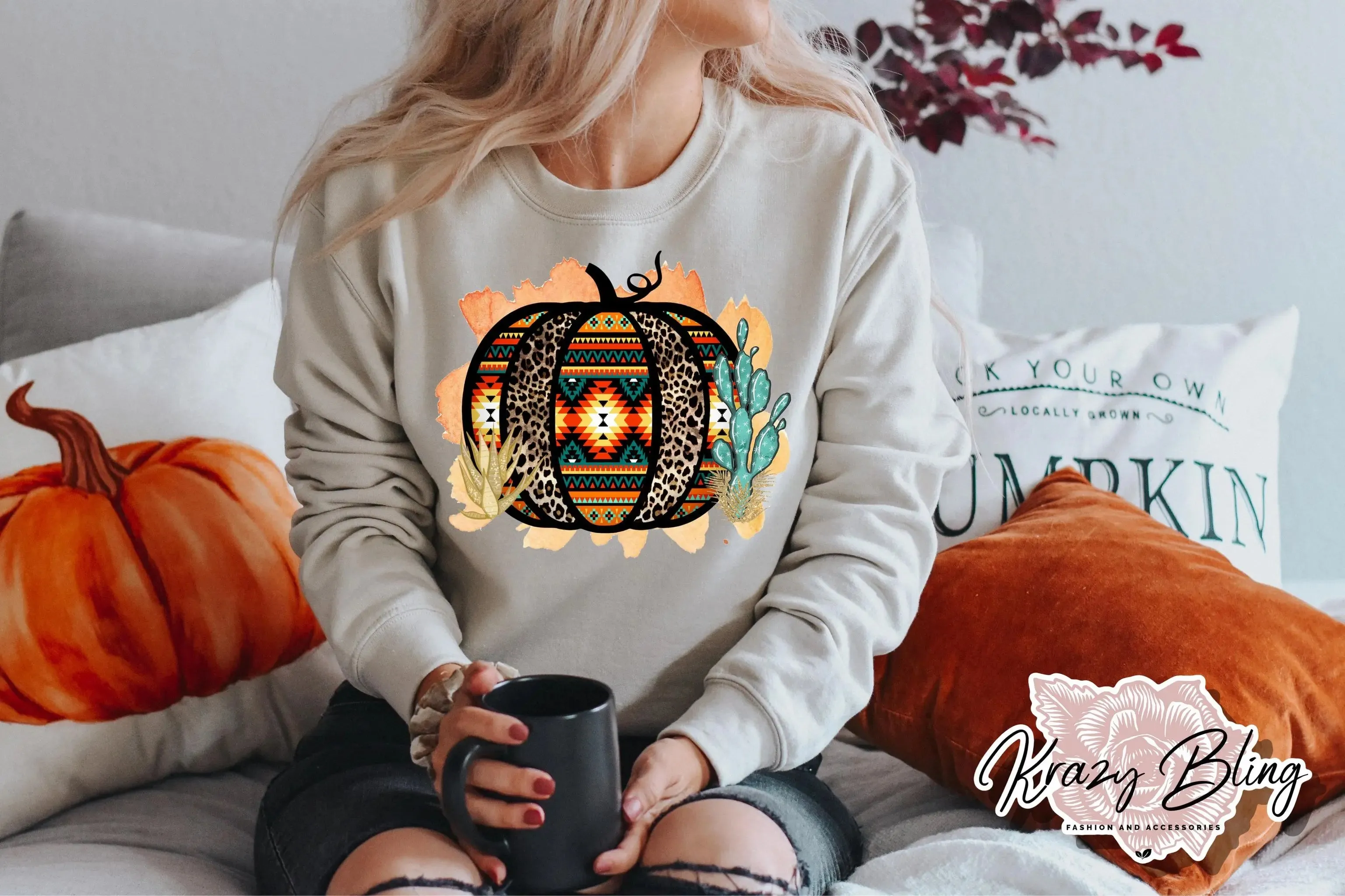 Western Aztec Pumpkin Sweater